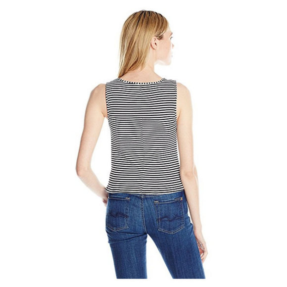 kensie Women's Stiped Rib Top Sz S NWT Black White - Picture 2 of 2